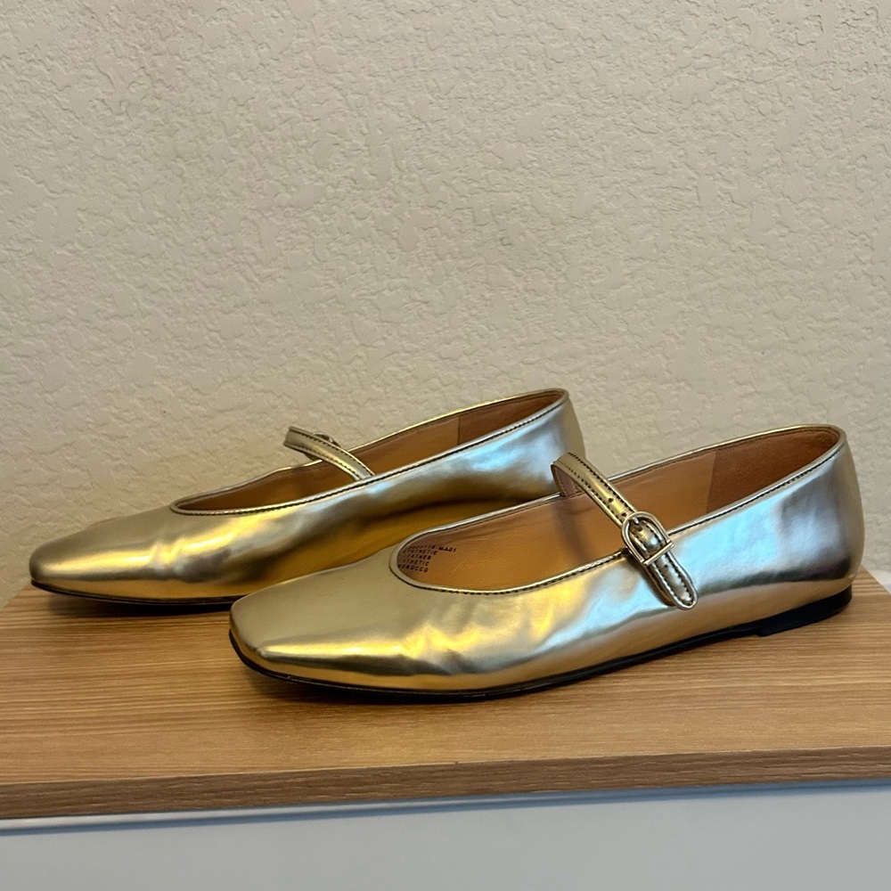 J. Crew Metallic Gold Mary Jane Flats